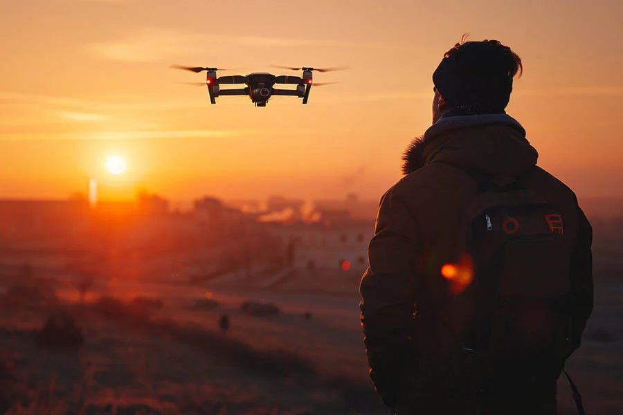 flying drone with a camera