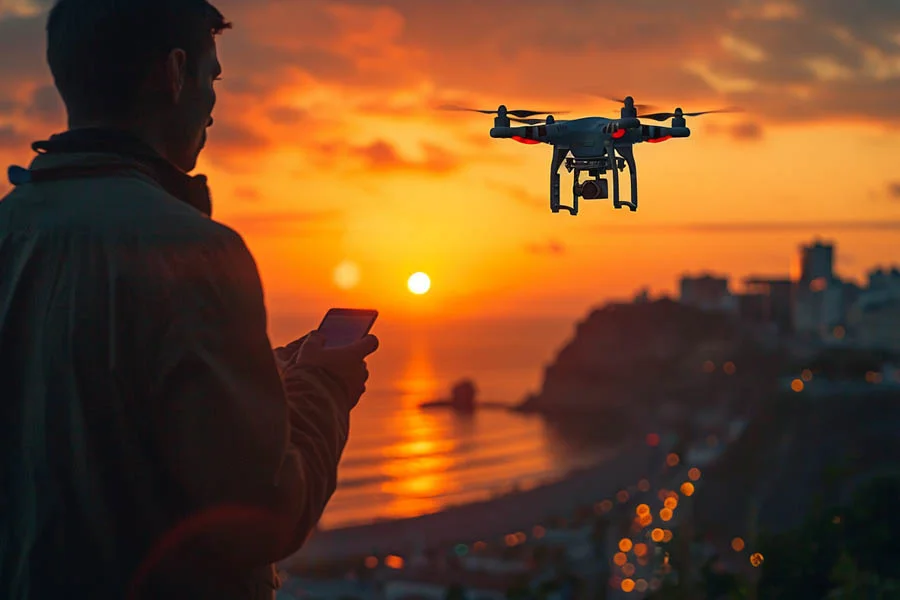 flying drone with a camera